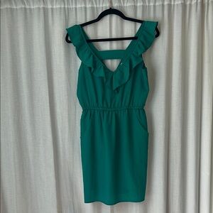 Elegant Green Ruffle Dress